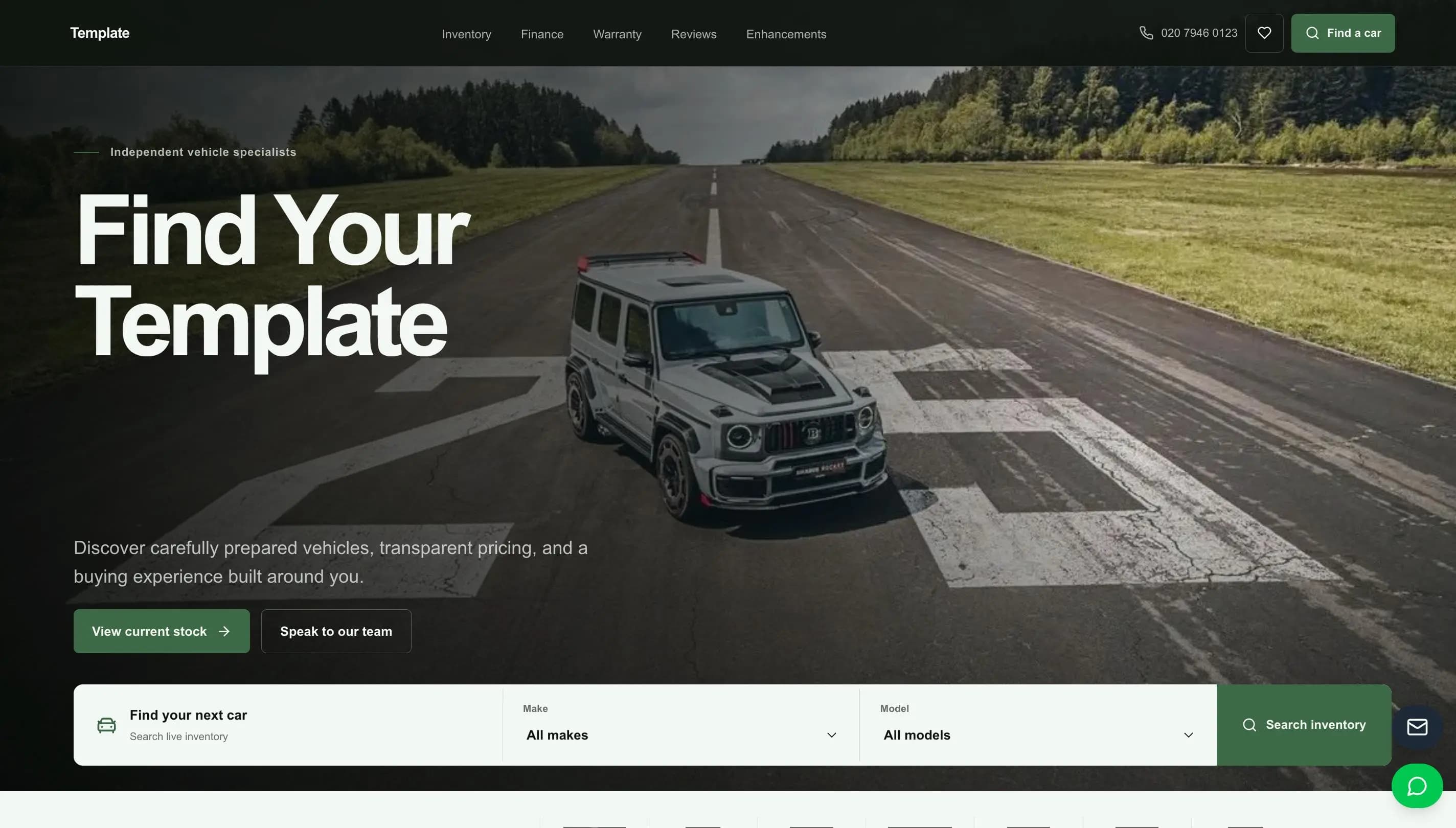 Apex car dealership website template