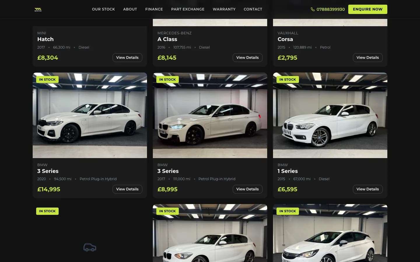 Motor Time Group website detail view 2