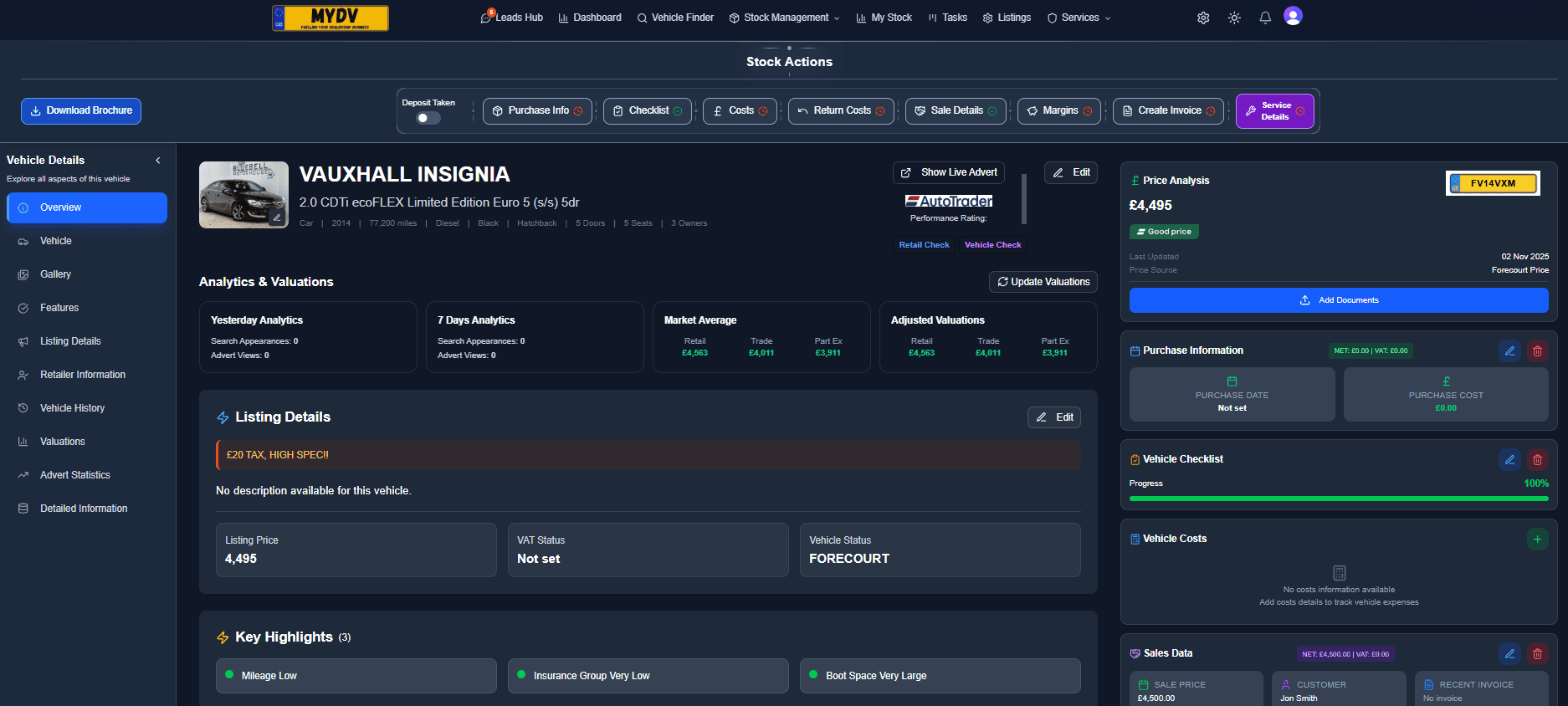 MYDEALERSHIPVIEW CRM and customer lead management screen