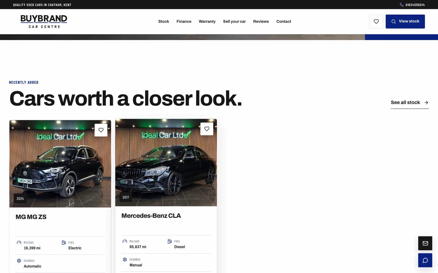 Buybrand Car Centre website detail view 1
