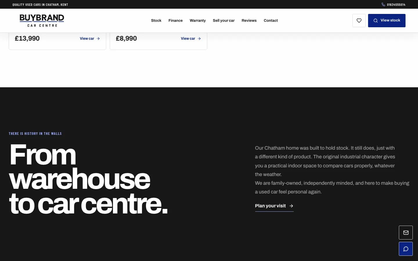 Buybrand Car Centre website detail view 2